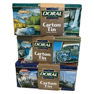 Doral Across America Collectible‎ Carton Tin Set Empty RJ Reynolds Vintage Decor